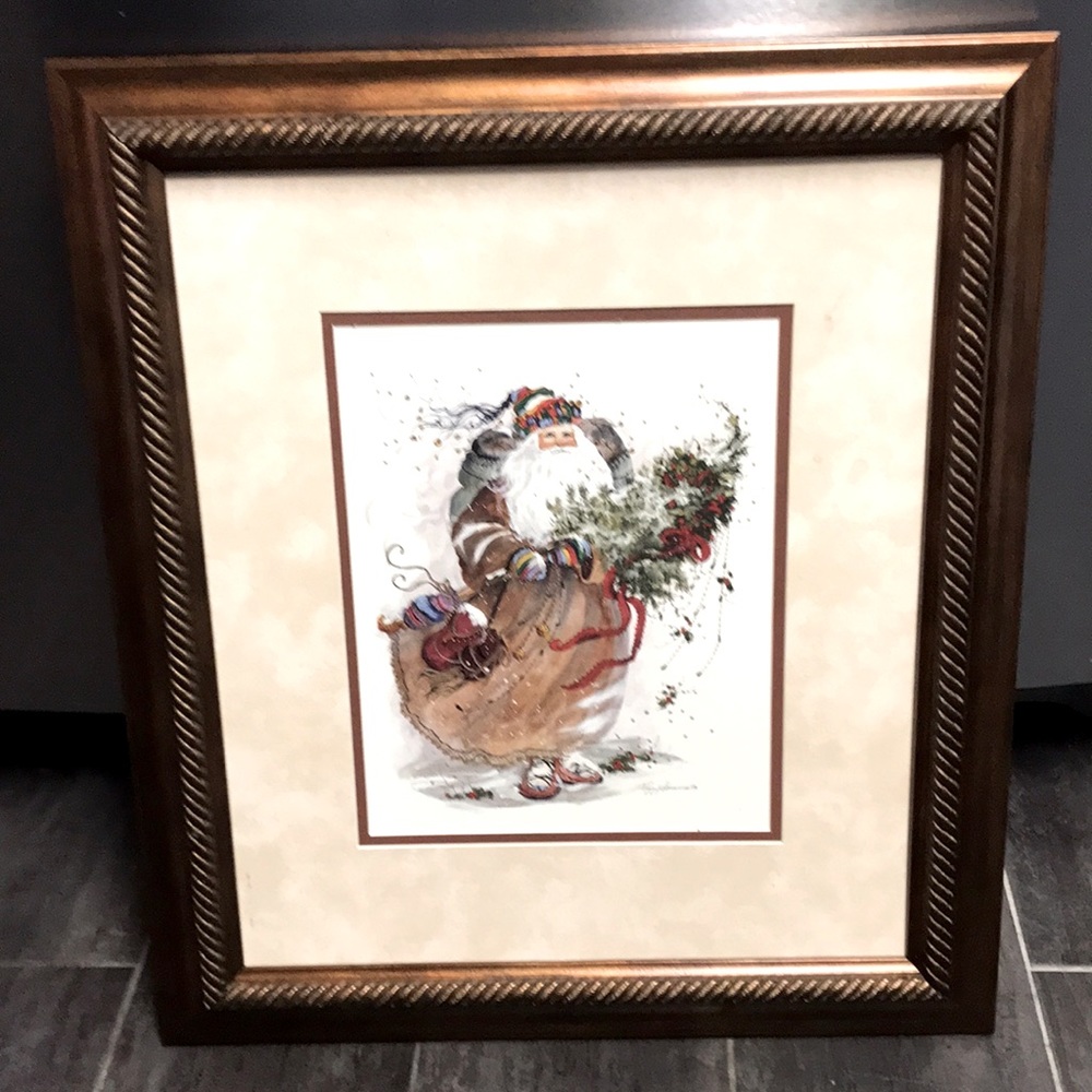 Peggy Abrams Christmas Santa Framed Print